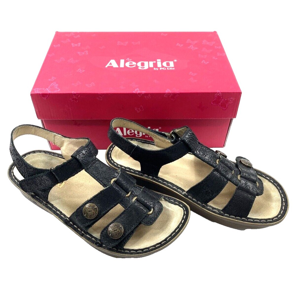 Alegria Women's Black KLEO Strappy T-Strap Sandals KLE 495 Size EU 38/US 7